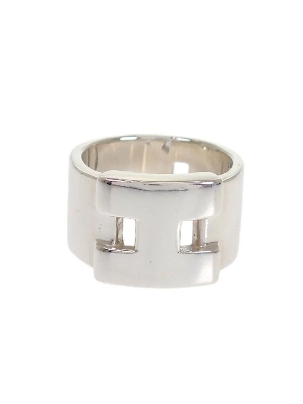 Hermes Newhela Crest Rin 48 Ring 925 Sterling Silver